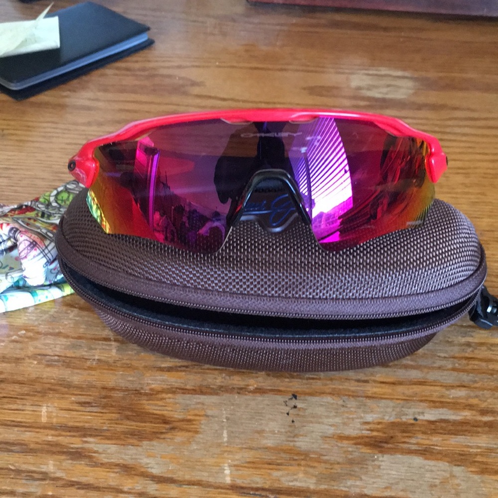 Red Oakley glasses